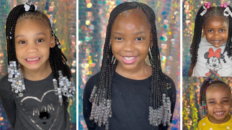 Children Braidings With Natural Hair