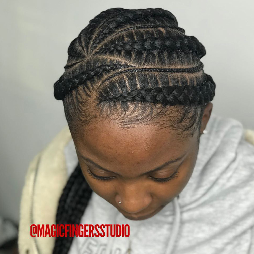 Jumbo And Micro Wheel-Patterned Braids